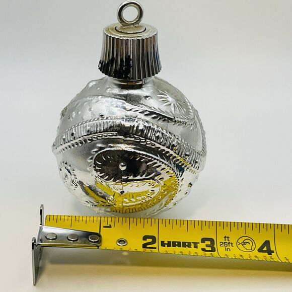 Vintage Avon Christmas Ornament Silver Bubble Bath 1970s Empty - Picture 8 of 8